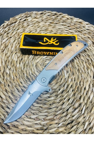 Browning Marka Ahşap&metal Kasa Kamp Çakı //23cm-322141 Açık Kahverengi