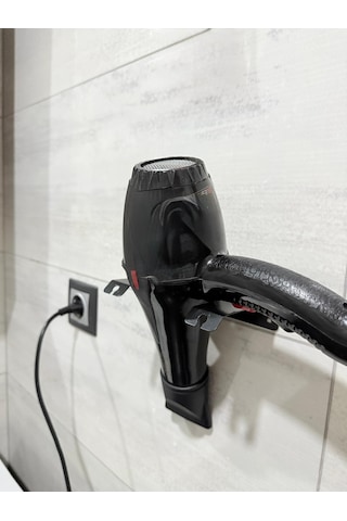 Saç Kurutma Makinesi Askısı Fön Makinesi Askısı Dekoratif Askı Me Siyah