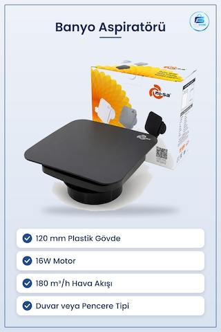Vantilatör Banyo Tuvalet Aspiratörü 120 Mm 16w M³/h Plastik Antra