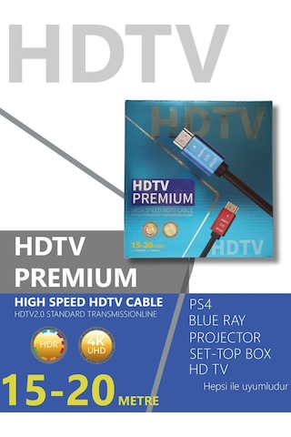 Hdtv Premium Yüksek Hızlı 4k Ultra Hd Hdmı 2.0 Ses Ve Görüntü Kablosu 20 Metre