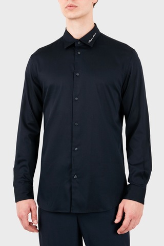 Emporio Armani Pamuklu Regular Fit Gömlek Yaka Logo Nakışlı Gömlek Erkek Gömlek Em006705 Af23800 Ub118 Lacivert