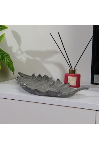 Evidea Deco Moena Dekoratif Tabak - Gümüş - 44x19 Cm