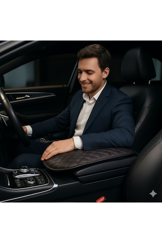 Honda Civic 2012-2015 Deri Oto Kolçak Kılıfı, Kaliteli Süngerli Kırmızı Nakışlı.