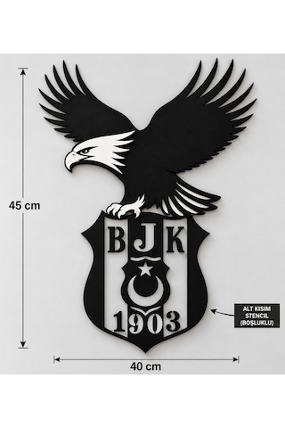 Beşiktaş Kartal Stencil Duvar Dekoru 40x45 Cm 3mm