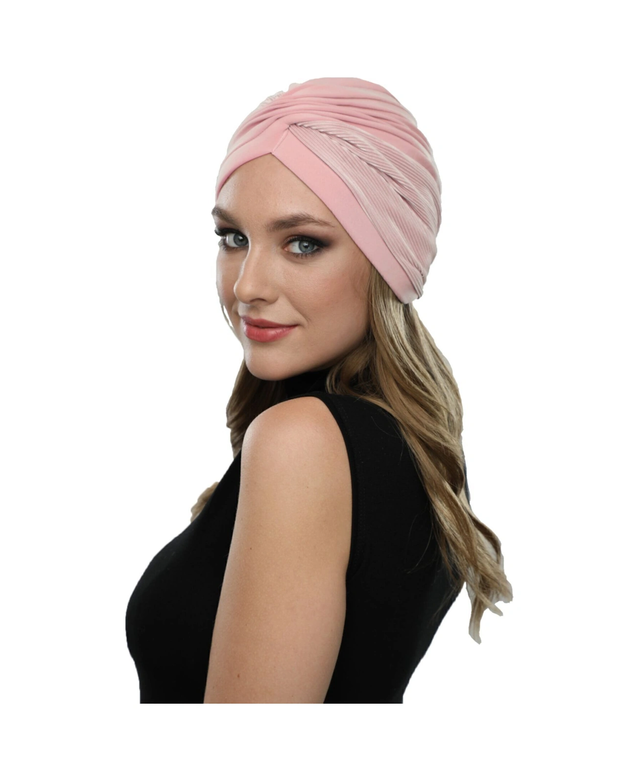 Çapraz Plise Astarlı Hazır Türban Ve Tesettür Bonesi Pudra