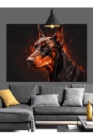 Doberman Köpek Cesur Duruş Dekoratif Kanvas - Mdf Ahşap Tablo
