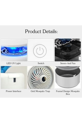 Teltree Usb Güçlü Uv Led Sivrisinek Öldürücü Lamba, Fotokatalitik Emiş Teknolojili, İç Ve Dış Mekan Kullanımı İçin Siyah