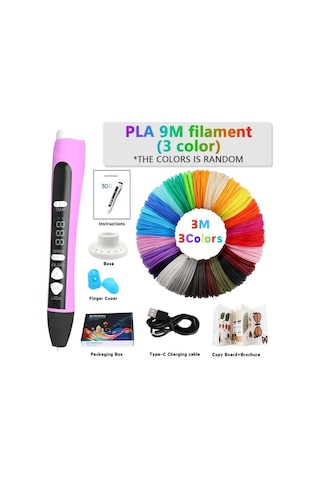 Xuweiwei Pembe 1 Set Yüksek Sıcaklık 3d Çizim Kalemi Led Ekranlı Dıy Baskı Kalemi Pla Abs Reçineli