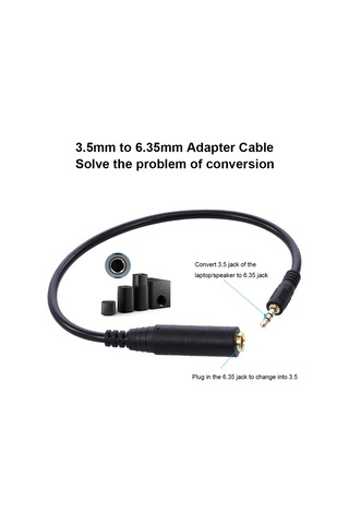 Wezone 3.5mm Erkekden 6.35mm Dişeye Ses Dönüştürücü Kablosu - Mikrofon, Kulaklık, Hoparlör İçin Uyumlu 35cm Ses Bağlantı Adaptörü