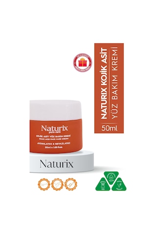 Naturix Kojik Asit Yüz Bakım Kremi - Leke Karşıtı, Aydınlatıcı, Cilt Tonu Eşitleyici, Niacinamide 50ml