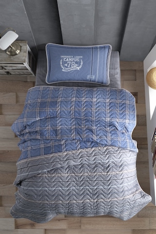 Clasy %100 Pamuk Campüs V2 Tek Kişilik Yatak Örtüsü Mavi