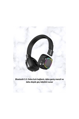 Mey İthalat Rgb Işıklı Katlanabilir Bluetooth 5.3 Kulak Üstü Kulaklık