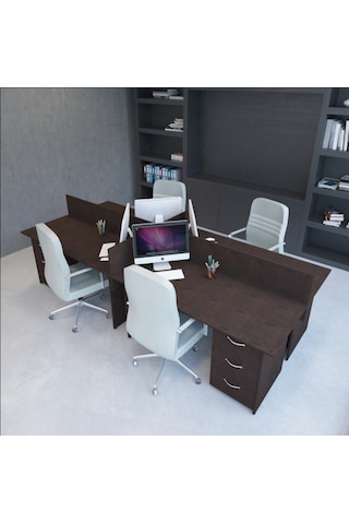 Burovena Vena Nil Workstation Dörtlü Çalışma Masa 320Cm X 140Cm X 115H