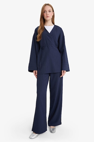 Defacto Relax Fit 2li Takım Gofre Dokulu Uzun Kollu Kimono Pantolon F4095ax25smnv31 Lacivert