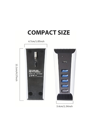 Xuweiwei 1pc Ps5 Hub Usb Yuksek Hizli Docking Istasyonu Ve Sarj Genisletici 4 Usb Port 1 Sarj Portu 1 Type C Port Ps5 Uyumlu