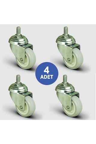 4 Adet Ep05Zkc50. Oynak Civatalı Pvc Kaplı Mobilya Tekerleği.