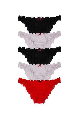 Sebatingo Kadın Külot Bikini Fırfırlı Pamuklu Çok Renkli 5 Li Paket Çok Renkli