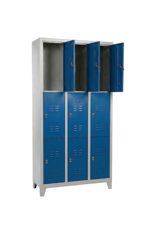 9 Gözlü Ekonomik Soyunma Dolabı Mavi 97x37x198
