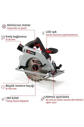 Einhell TE-CS 18/190 Li BL - Solo, Kömürsüz Akülü Daire Testere  (Akü ve şarj cihazı dahil değildir) - 4331210
