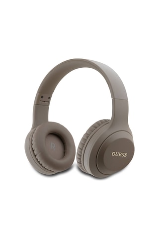 Guess Klasik Logo Lisanslı Katlanabilir Ayarlanabilir Metal Klasik Logolu Kulak Üstü Bluetooth Kulaklık Kahverengi