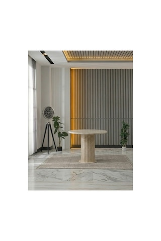 Aura Yuvarlak Bohem 90x90 Mebran Mdf Masa Masa Fiyatıdır Bej Bej