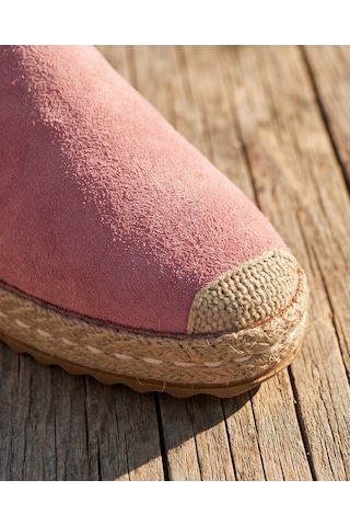Futsishoes Lucıa Pembe Hakiki Deri Süet Dikiş Detaylı Kadın Espadril