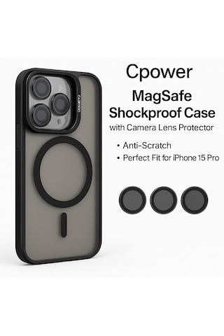 İphone 15 Pro Kılıfı, Kaliteli Kamera Lens Koruyucu Dahil, Magsafe Uyumlu Darbe Dayanaklı, 3 Renk Siyah