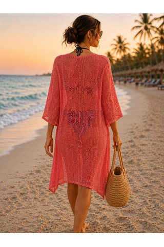 Pinkimaj Pembe Gold Kimono Örme Mevsimlik Pembe-gold