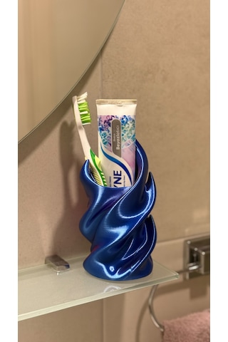 Dekoratif Spiral Diş Fırçalık Ve Macun Tutucu 3d Tasarım Banyo Aksesuarı Organizer Mor - Mavi