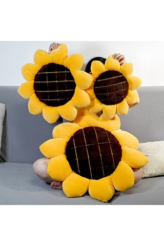 Wezone Güneş Çiçeği Desenli Yumuşak Yastık - Koltuk, Otomobil, Salon Kullanıma Uygun - 68 Cm Çaplı, 12 Cm Kalın, 0.9 Kg - Kadınlar İçin Konforlu Dayak Diğer