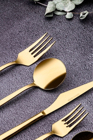 Weyne Mango Kitchen Victoria Gold Çelik Paslanmaz 6 Kişilik 36 Parça Çatal Kaşık Bıçak Takımı 18/10 304 Inox