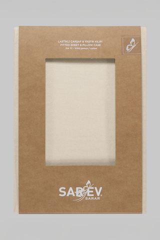 Sarev New Slow City Ekru %100 Pamuk Tek Kişilik Lastikli Çarşaf Seti Ekru