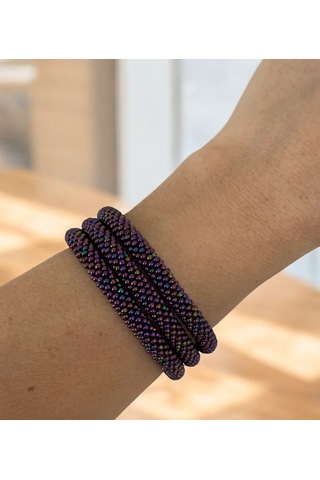 Chichibeads Mor Renk Bohem Kolye Bileklik Set Eflatun - Mor