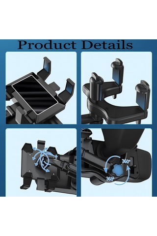 Symbee Araç Geribakış Aynası İçin Dönüştürülebilir Ve Geri Çekilebilir Ar Navigasyon Telefon Tutucu 3-6cm Kalınlık Uyumlu Siyah