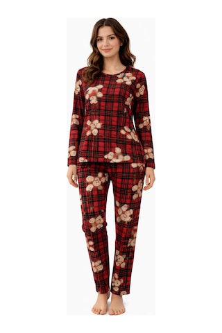 Pemilo Bayan 3566 Manşetli Kısa Kol Pijama Takım Bordo