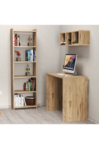 Tanmob Çalışma Masası Raflı Kitaplıklı Çam - Clm0302