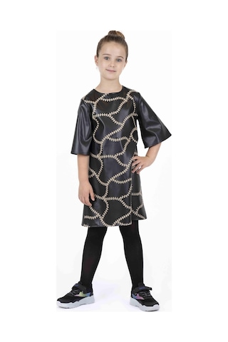 Bestkids Kız Çocuk Deri İşlemeli Elbise 001