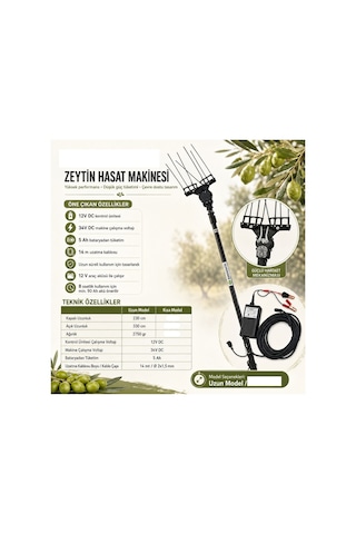 Algaride Olivpowr Master Zeytin Badem Ceviz Hasat Makinesi Paralel Aynı Yönlü Çırpıcı 3,2 Metre Teleskopik 8 Karbon Fiber Çubuk Ayarlanabilir Devir Ve Vuruş