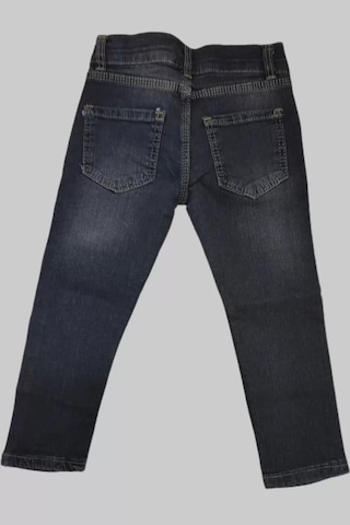 Erkek Çocuk Denim Çizgili Füme Tırktılı Ligralı Kot Pantolon Füme