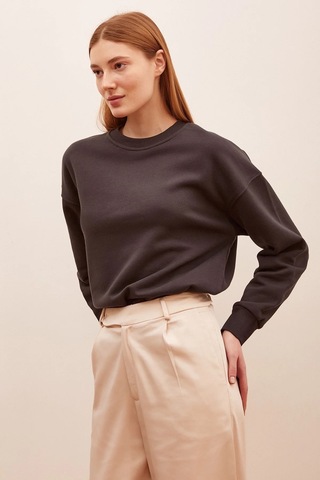 H1 Style Bisiklet Yaka Oversize Sweatshirt Antirasit