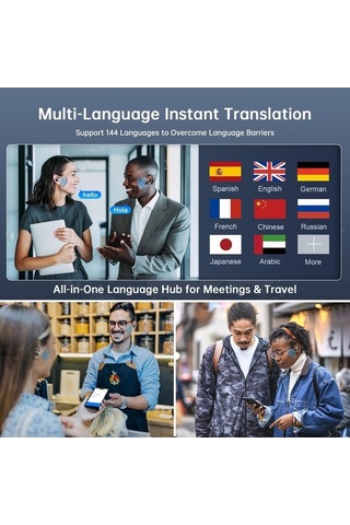 Fastbuy 144 Dil Gerçek Zamanlı Aı Çeviri, Müzik Ve Arama Üçlü İşlevli Kablosuz Bluetooth Kulaklık - Seyahat, İş, Öğrenme İçin