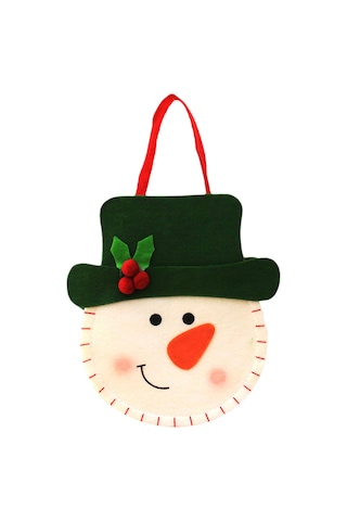 Geeksen Korkusuz Kumaş Noel Hediye Çantası - Kar Tanrısı Desenli Şeker Çantası, Büyük Kapasiteli Noel Dekorasyonu