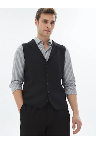 Kip Siyah Regular Fit Casual Örme Triko Yelek Siyah