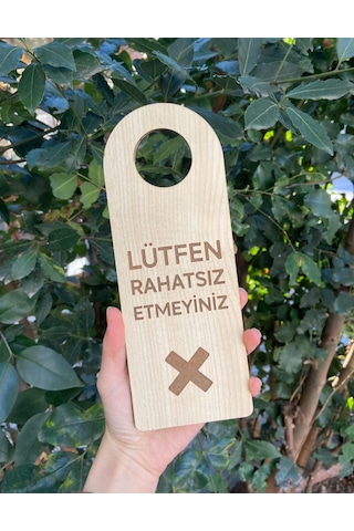 Çift Taraflı Mdf Otel Odası Kapı Kolu Askısı - Lütfen Rahatsız Etmeyiniz