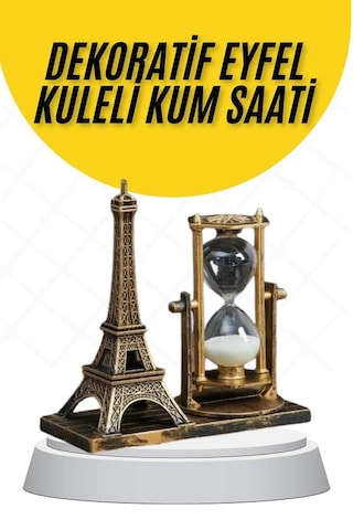 Dekoratif Eyfel Kulesi Ve Kum Saati Vintage Tarzı Masa Süsü Biblo 11