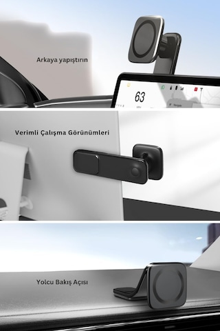 Qpen Eh229 Yapışkanlı Manyetik Magsafe Araç Tutucu Siyah