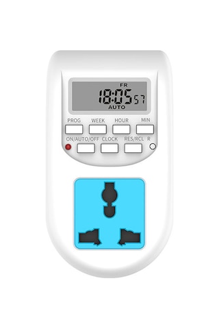 Wezone Eu Standartlı 24 Saatli Sayısal Gösterimli Zamanlayıcı, 2 Lü Priz, 10a, Akıllı Kontrol, Pc Ve Bakır Malzeme, Al-06 Modeli