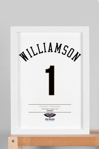 Zion Williamson Forma Çerçeveli Tablo - Nba New Orleans Pelicans Jersey