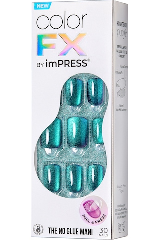 İmpress Color Fx Kendinden Yapışkanlı Takma Tırnak Kısa Yeşil Mor