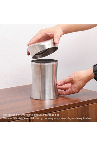 Padalink 304 Paslanmaz Çelik Masaüstü Çöp Kutusu, Sallanabilir Kapaklı Ev Ofis Banyo Odor Engelleme Küçük Çöp Sepeti